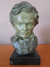 Sculpture en régule montée sur socle en marbre Buste de Beethoven
