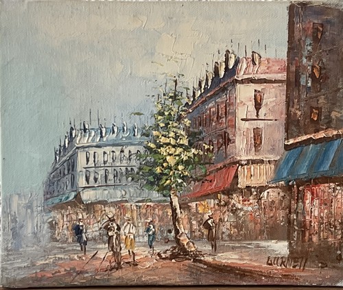 Huile sur toile scène rue - sur,