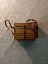 Set de 8 dessous de verres en bois et liège – coffret caisson rustique avec...