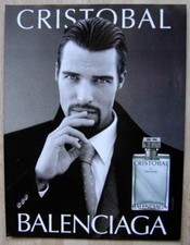 Publicité Papier - Parfum Cristobal de Balenciaga de 2001, Franck Herbert égérie