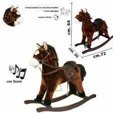 Cheval À Bascule en Bois Et Peluche Avec Sons Hauteur 64 CM