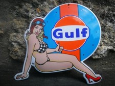 Plaque émaillée Garage Pin Up GULF Enamel sign