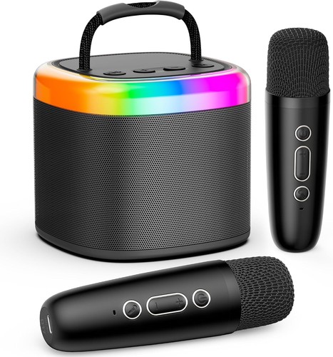 Mini karaoke machine with - machine,