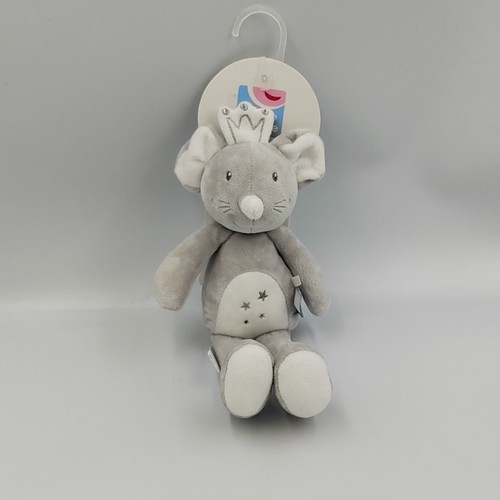 Doudou souris grise blanche