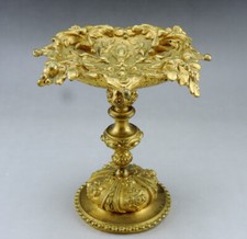 coupe sur piédouche en bronze doré ciselé feuillages et fruits époque XIXème