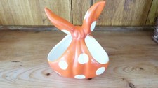Ancien pot mouchoir noué orange à pois blancs céramique allemande Goebel TBE