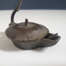 Ancienne Lampe A Huile (De Mineur ?) En Bronze Ou Cuivre Collection Antiquité