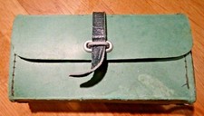 Ancien Etui à lunettes carton vert lanière cuir Vintage 50's