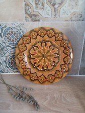 Plaque En Bois Folk Art Pyrographié Motif Mandala , Bulgarie, Fait Main