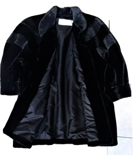 Manteau veste fourrure noire - fourrure,