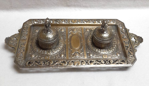 Double encrier bronze - encrier, xix