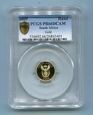 PCGS Secure South Africa 2009 R10 World Cup Mascot Graded PR66DCAM Gold Coin