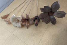 Lot de 6 Fleurs Artificielles Bois et Coco