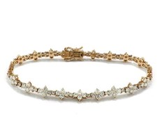 Bracelet Blanc Diamants 4,33 Carats 750er or Rose Rêve de Fleurs Valeur