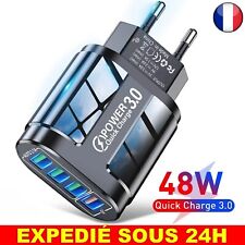 ✅ Chargeur USB 4 ports Charge Rapide 3.0 48W Adaptateur Téléphone Portable UE