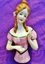Poupée ancienne demi figurine bonbonnière Antique half doll bonbonnier