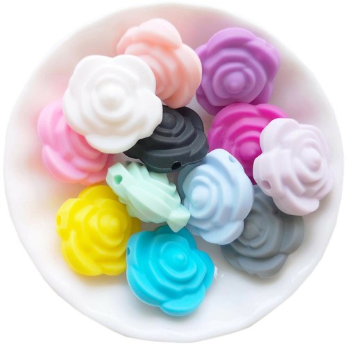 Perle silicone fleur 20mm - perle,
