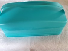 Tupperware Plat de service Plat à cake  Couvercle  + Anse  turquoise neuf