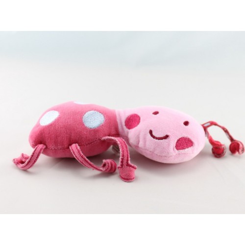 Doudou coccinelle rose points
