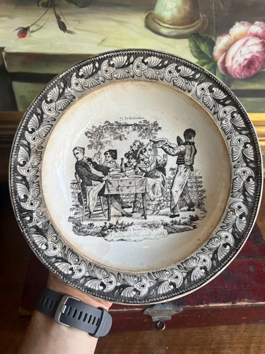 Assiette creuse faience peinte - creuse,