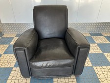 Fauteuil club cuir pleine fleur noir