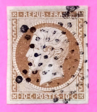 FRANCE  LOUIS NAPOLEON 10 Cts BISTRE JAUNE N° YVERT 9 Oblitéré    lot 372
