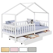 Lit cabane pour enfant 90 x 190 cm avec 2 tiroirs en pin massif