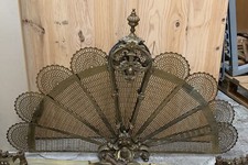 Pare-feu / écran de cheminée éventail Napoléon III en bronze doré