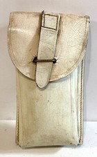 Ancien étui cartouchière Police militaire Gendarme police Cuir Blanc