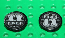 2 x Lego Agents Black Tile Round 2x2  ref 4150pb067 Set 8634 Turbocar Chase