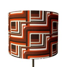 Mid-century lampshade brown Jenga made from 70's fabric