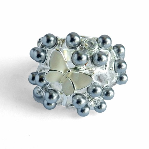 Bague plaqué blanc - blanc, cristal