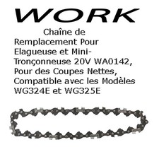 WORX Chaîne Mini-Tronçonneuse 20V   WG325E   WG324E   WA0142  livraison GRATUITE