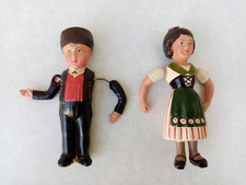 Rare Poupée celluloïd Petitcollin Alsacien ? (manque chapeau femme) haut 9 cm