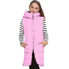Gilet Long Oversize Fille Rose