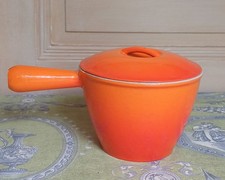 Le Creuset - Poëlon Caquelon fonte émaillée orange vintage fondue
