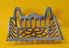 Ancien Porte-savon Mural Où à Poser Fonte Émaillée Bleu Ciel Gris VINTAGE 60/70