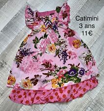 Catimini 3 Ans Fille : robe Rose Orange Fleurie Été TBE