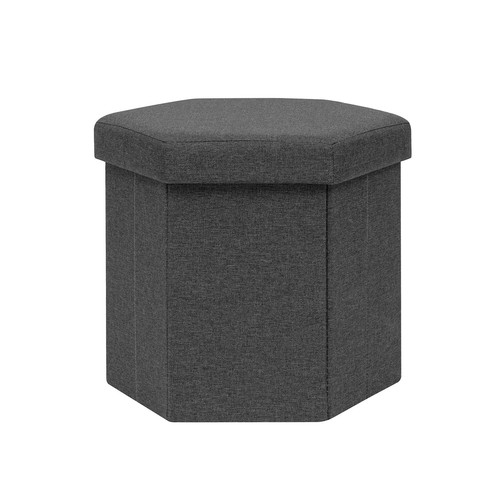 Inch hexagonal linen pouf - 15,
