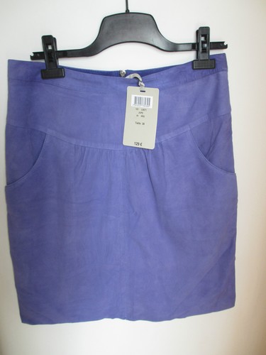 Jupe violette cuir suedé - jupe,