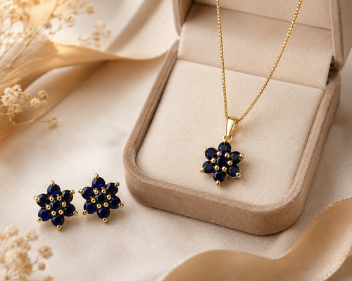 Ensemble bijoux saphir - , naturel