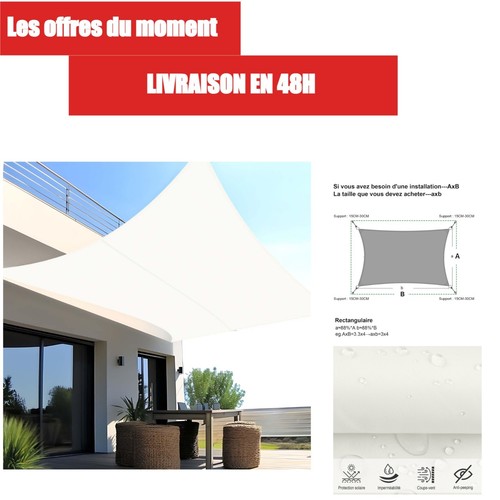 Voile ombrage rectangulaire - voile, d'ombrage