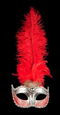 Masque Colombine Plumes Rouge