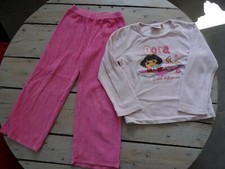 Pyjama 2 pièces velours 2 roses imprimé DORA taille 5-6 ans