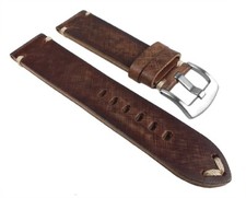 Bracelet de Rechange Vintage Montre Cuir Braun Coeurs Ouverts Bord Coutures