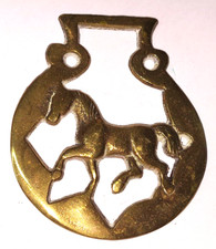 Horse Brass MédaillonVintage Anglais calèche harnais en laiton d'un cheval