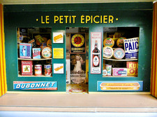 TRÈS RARE JOUET ANCIEN ÉPICERIE EN CARTON DUR PUBLICITÉS ET ACCESSOIRES