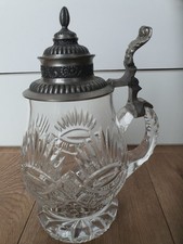 Chope à bière ancienne Couvercle En Étain (Allemande)