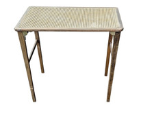 ANCIENNE TABLE EN CANNAGE TEK BOIS OSIER DE CAMPING DECO