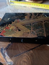 ancienne petite boite asiatique carton bouilli papier maché epok 1900